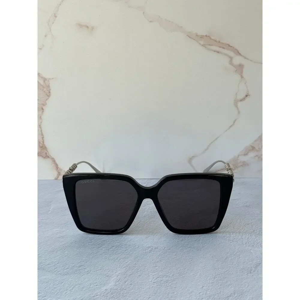NEW Gucci GG1967S Oversized Black Crystal Sunglasses $665